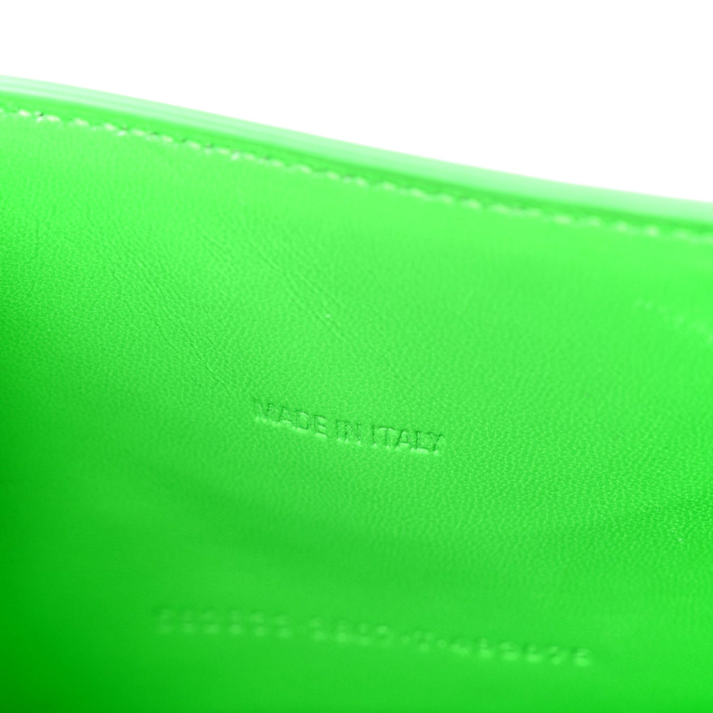 Shiny Box Calfskin Hourglass Top Handle Bag XS Fluo Green
