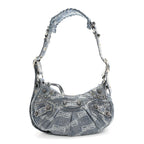 Bleached Denim BB Monogram Le Cagole Shoulder Bag XS Blue