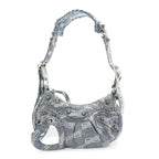 Bleached Denim BB Monogram Le Cagole Shoulder Bag XS Blue