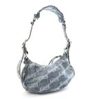 Bleached Denim BB Monogram Le Cagole Shoulder Bag XS Blue