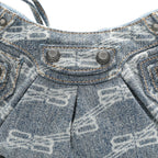 Bleached Denim BB Monogram Le Cagole Shoulder Bag XS Blue