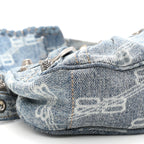 Bleached Denim BB Monogram Le Cagole Shoulder Bag XS Blue