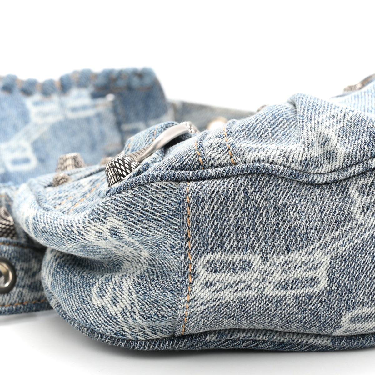 Bleached Denim BB Monogram Le Cagole Shoulder Bag XS Blue