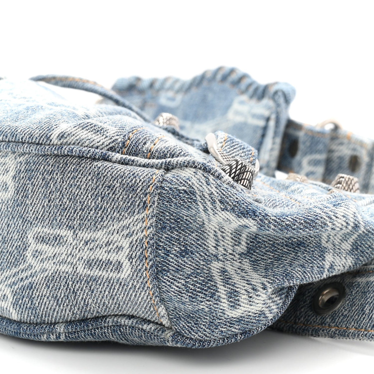 Bleached Denim BB Monogram Le Cagole Shoulder Bag XS Blue