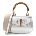 Boarded Dyana Lux Calfskin Mini Bamboo 1947 Top Handle Bag Silver