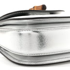 Boarded Dyana Lux Calfskin Mini Bamboo 1947 Top Handle Bag Silver