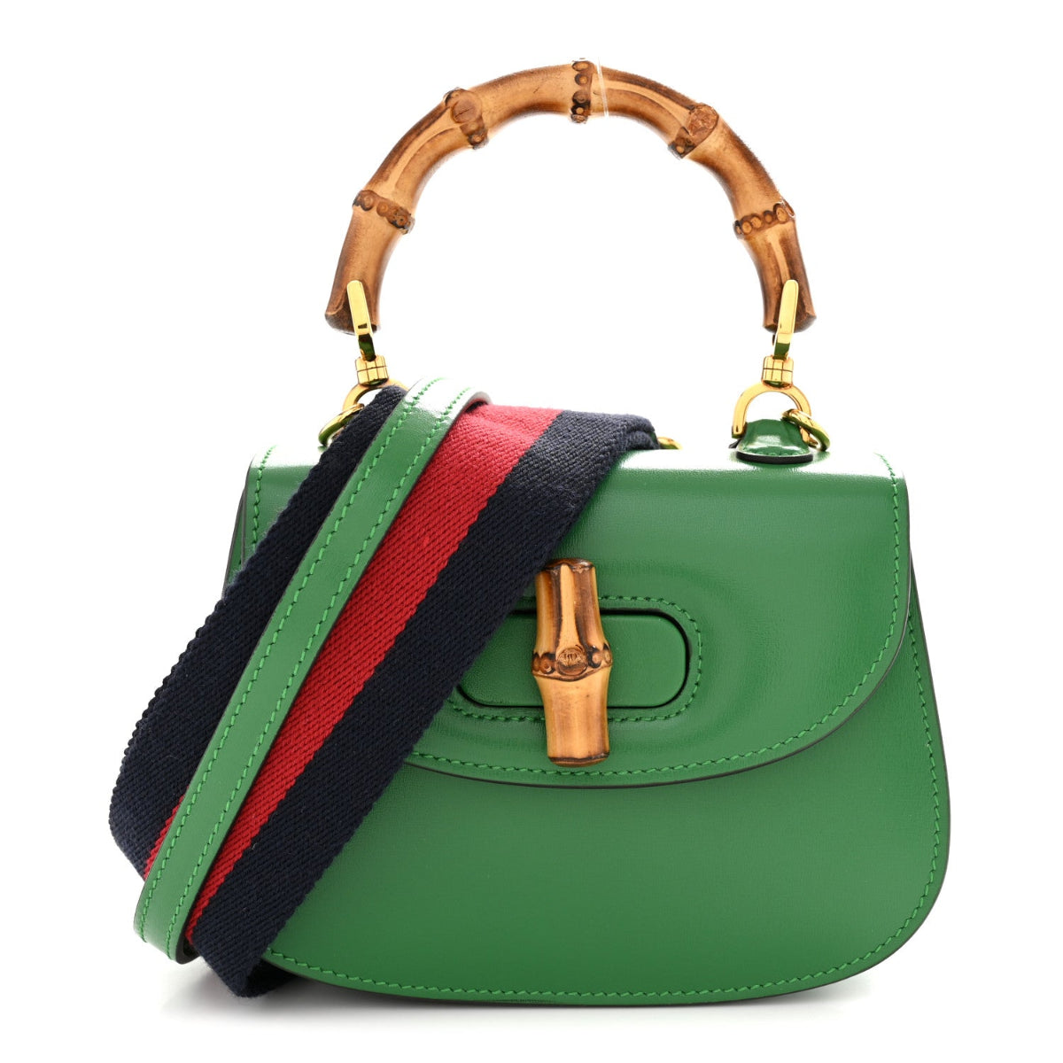 Boarded Dyana Lux Calfskin Web Mini Bamboo 1947 Top Handle Bag Spring Green