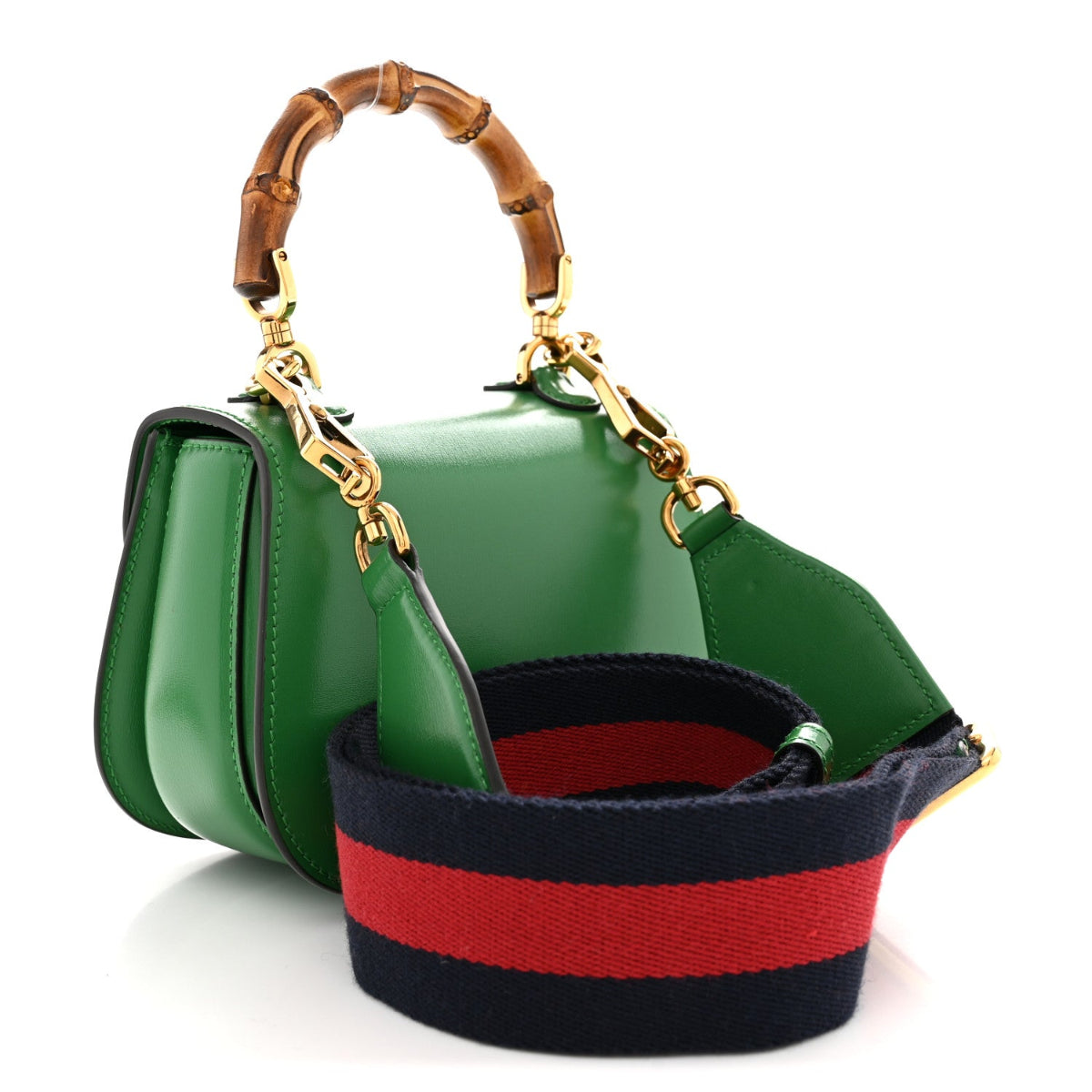 Boarded Dyana Lux Calfskin Web Mini Bamboo 1947 Top Handle Bag Spring Green