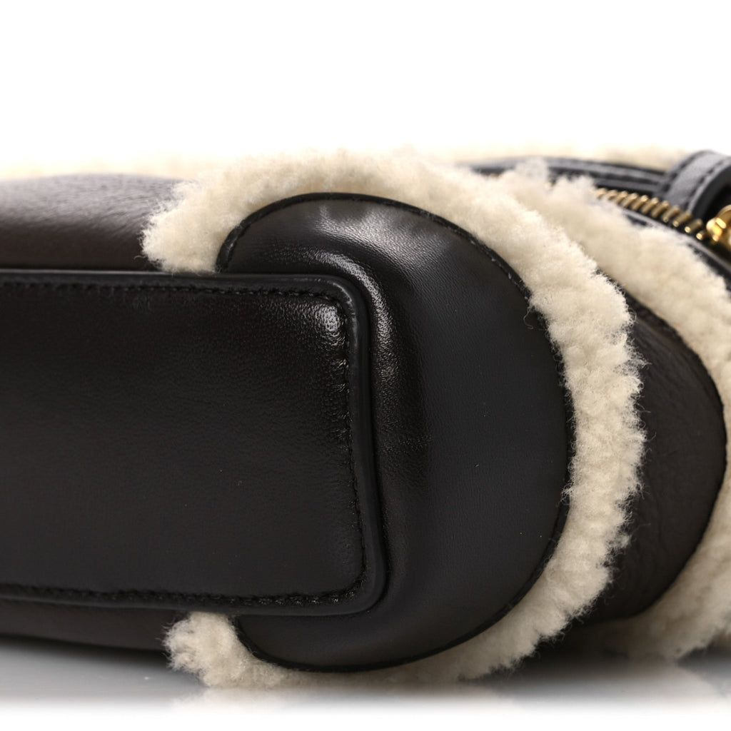 Calfskin Shearling Bang Bang Vanity Case Light Brown Teddy