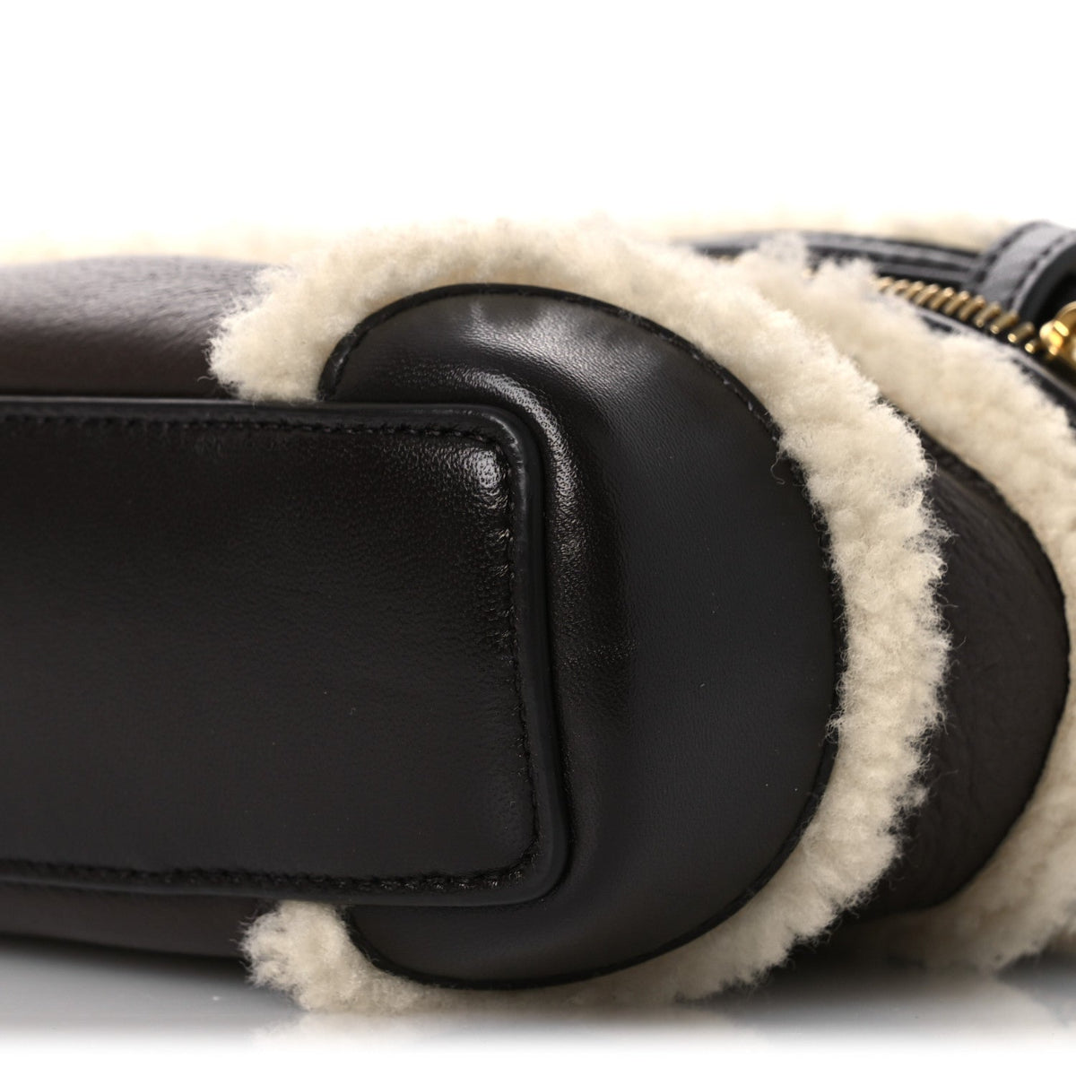 Calfskin Shearling Bang Bang Vanity Case Light Brown Teddy
