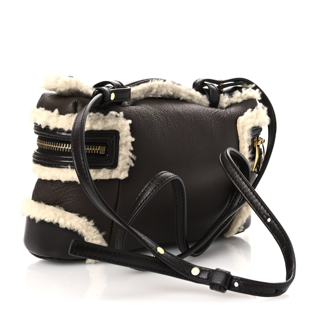 Calfskin Shearling Bang Bang Vanity Case Light Brown Teddy