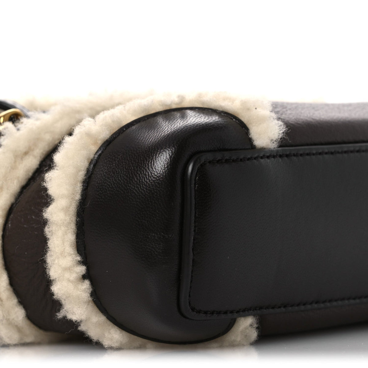 Calfskin Shearling Bang Bang Vanity Case Light Brown Teddy