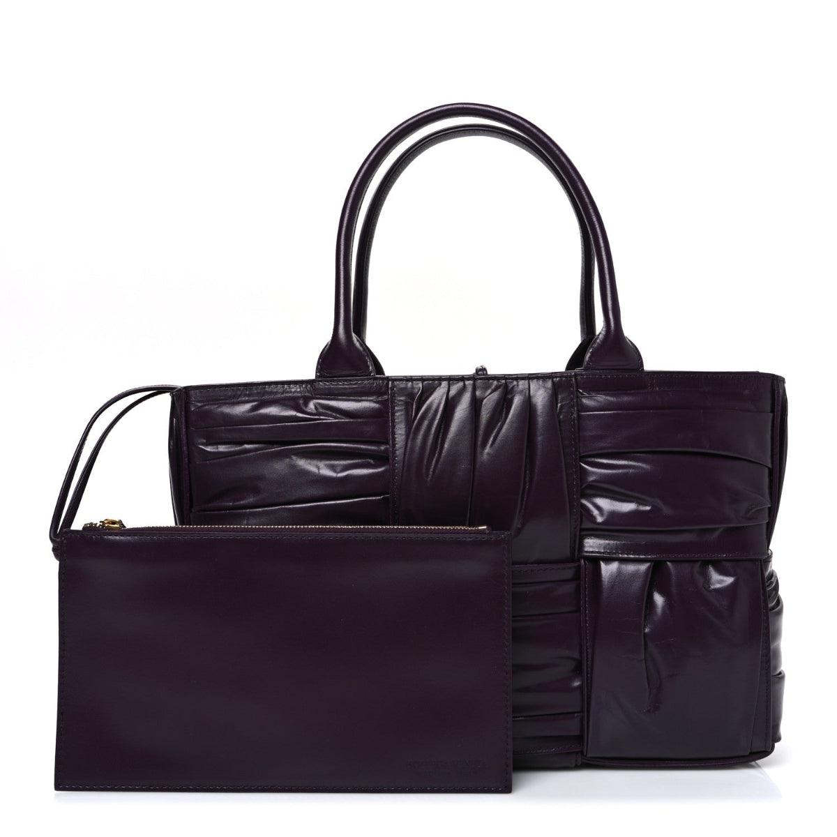 Foulard Intrecciato Pleated Medium Arco Tote Dark Mystic