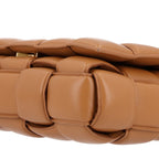 Lambskin Maxi Intreccio Padded Chain Cassette Crossbody Bag Caramel