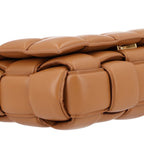 Lambskin Maxi Intreccio Padded Chain Cassette Crossbody Bag Caramel