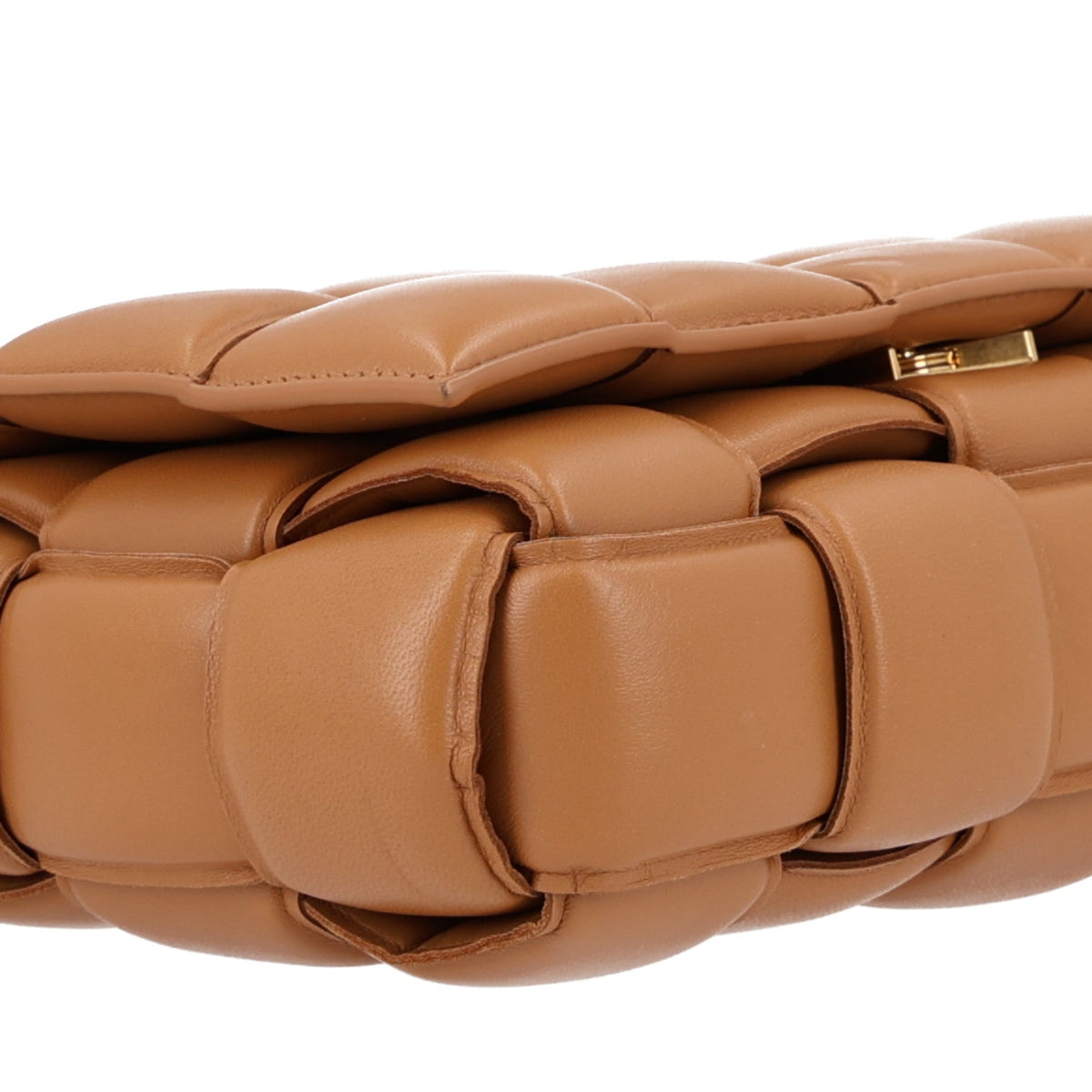 Lambskin Maxi Intreccio Padded Chain Cassette Crossbody Bag Caramel