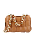 Lambskin Maxi Intreccio Padded Chain Cassette Crossbody Bag Caramel