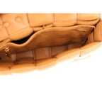 Lambskin Maxi Intreccio Padded Chain Cassette Crossbody Bag Caramel