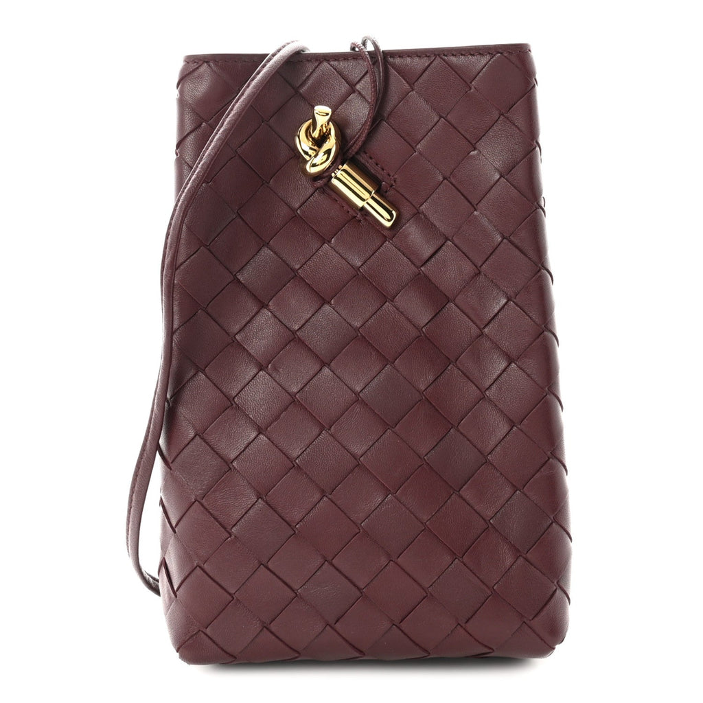 Nappa Intrecciato Andiamo Phone Pouch Barolo