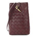 Nappa Intrecciato Andiamo Phone Pouch Barolo