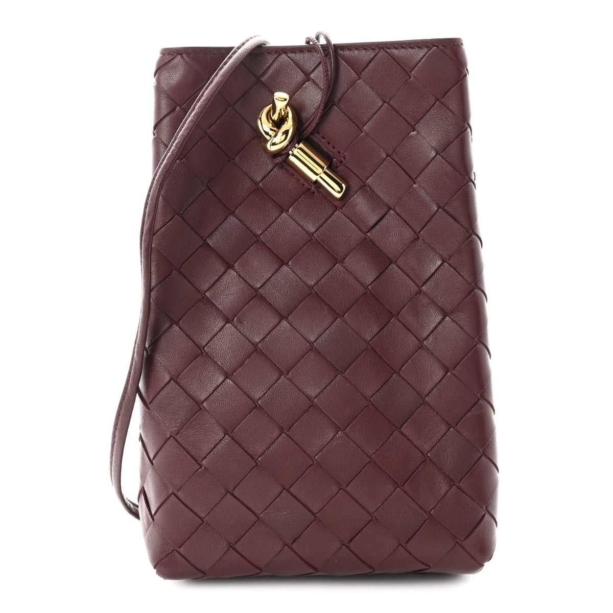 Nappa Intrecciato Andiamo Phone Pouch Barolo