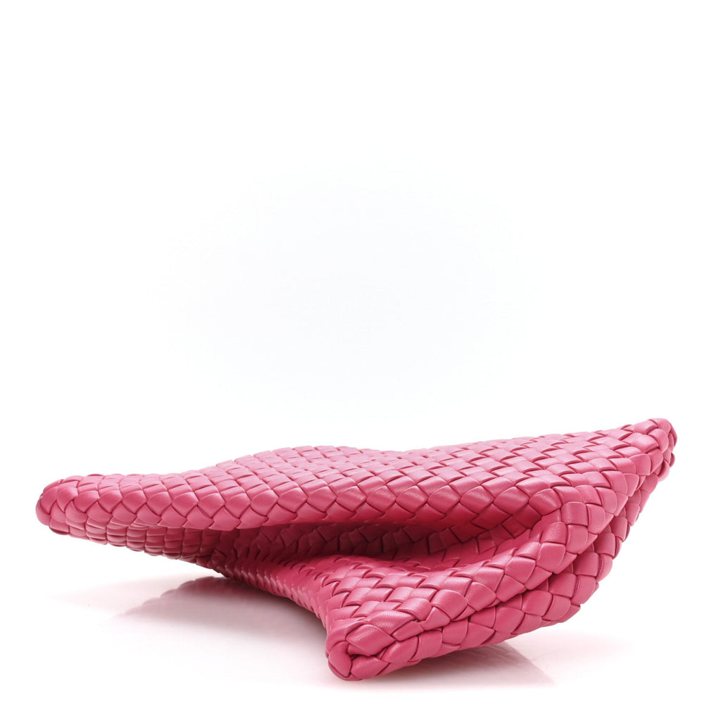 Nappa Intrecciato Crisscross Clutch Rosa Shock