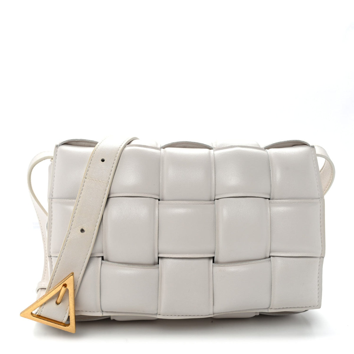 Nappa Maxi Intreccio Padded Cassette Crossbody Bag Chalk