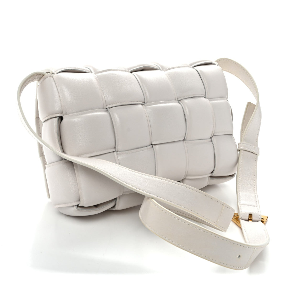 Nappa Maxi Intreccio Padded Cassette Crossbody Bag Chalk