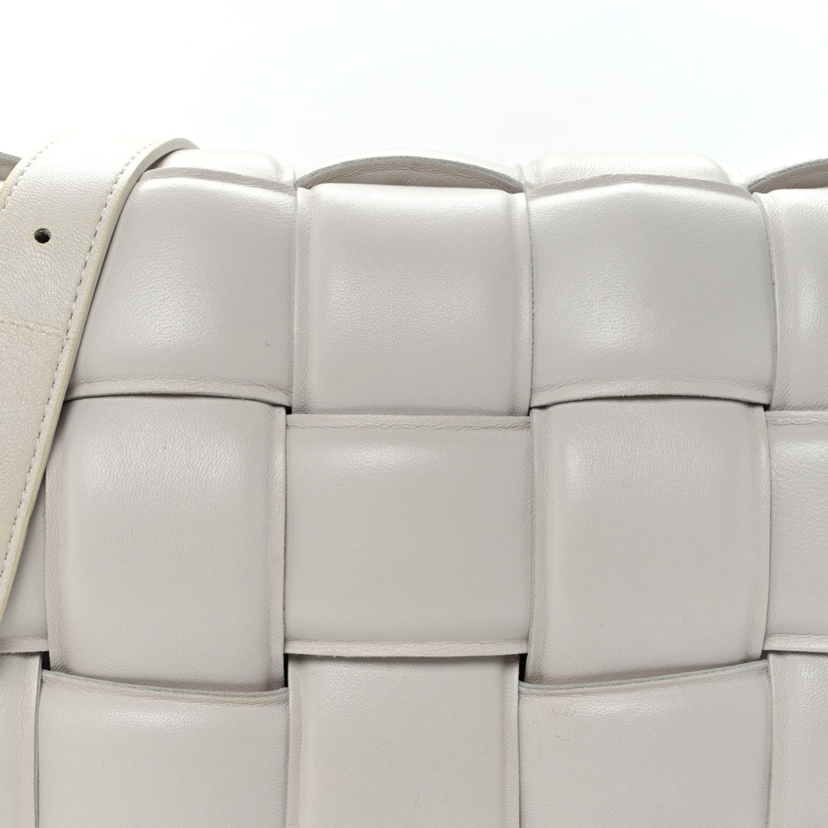Nappa Maxi Intreccio Padded Cassette Crossbody Bag Chalk