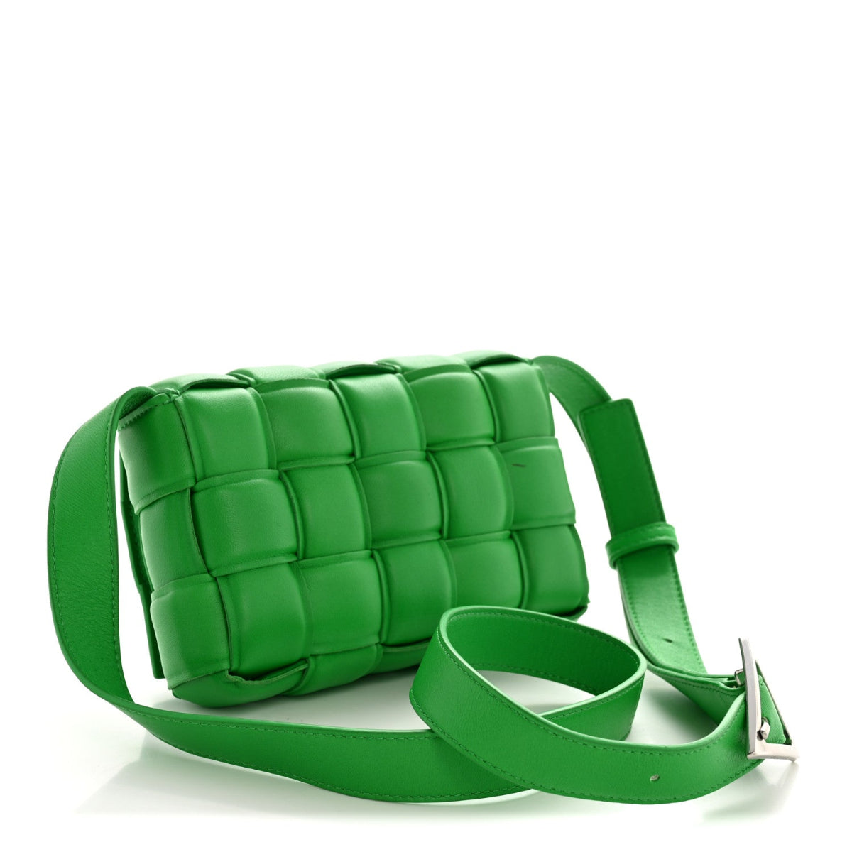Nappa Maxi Intreccio Small Padded Cassette Crossbody Bag Parakeet