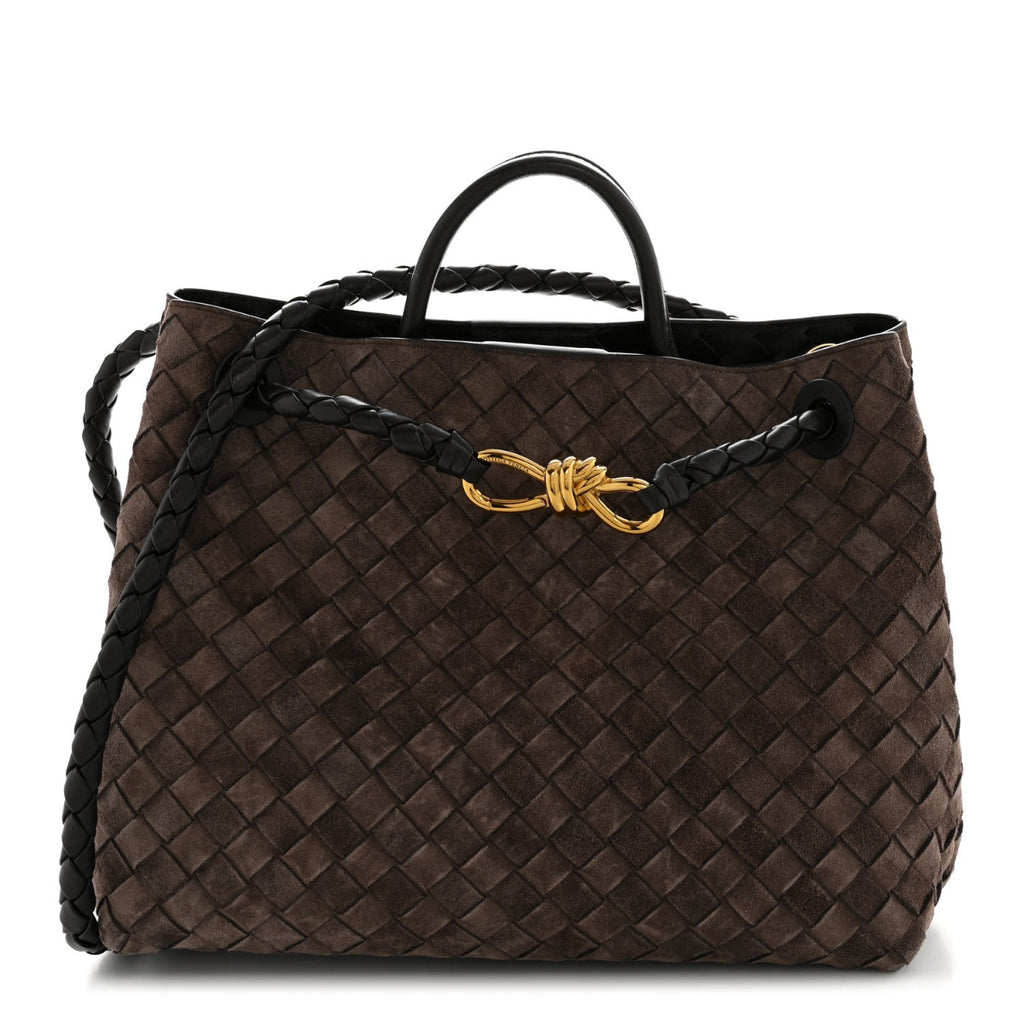 Suede Intrecciato Medium Andiamo Shoulder Bag Fondant