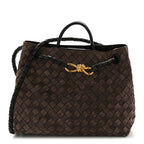 Suede Intrecciato Medium Andiamo Shoulder Bag Fondant