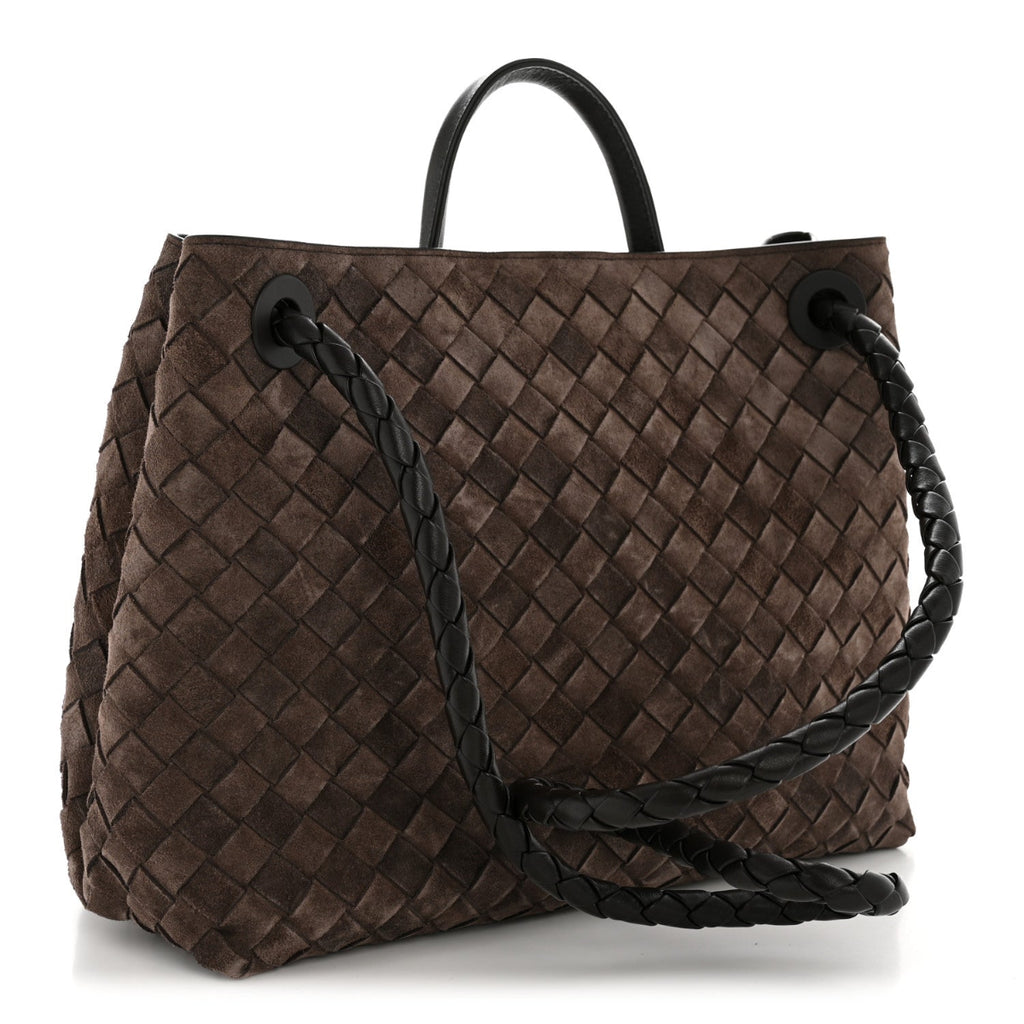 Suede Intrecciato Medium Andiamo Shoulder Bag Fondant