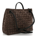Suede Intrecciato Medium Andiamo Shoulder Bag Fondant