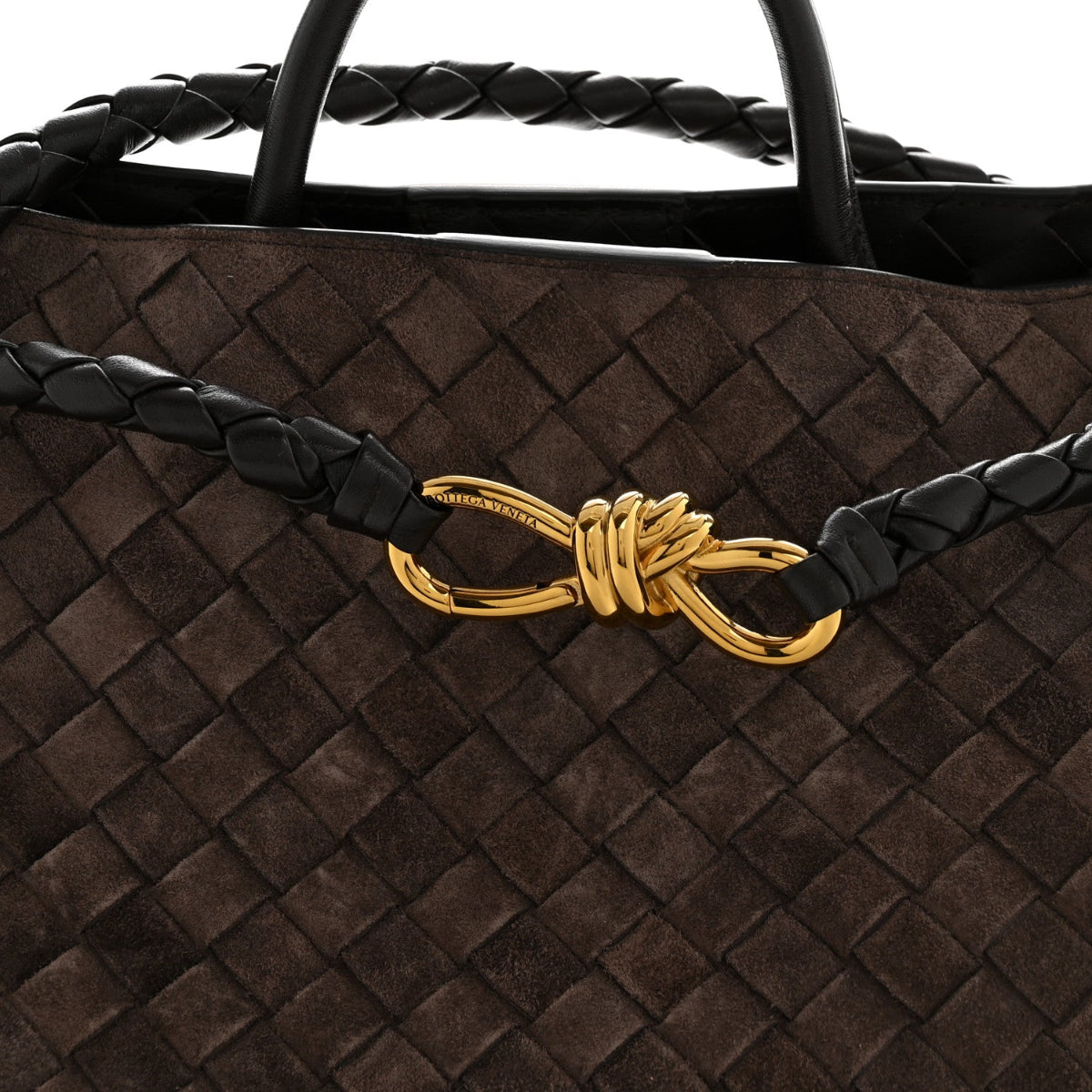 Suede Intrecciato Medium Andiamo Shoulder Bag Fondant