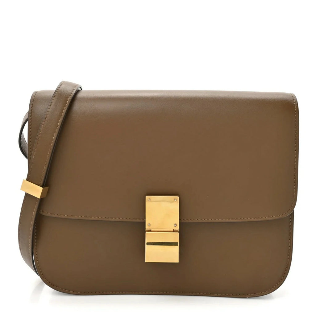 Box Calfskin Medium Classic Box Flap Bag Camel