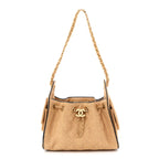 Braided Raffia Calfskin Quilted Mini Chanel 25 Handbag Beige Black