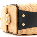 Braided Raffia Calfskin Quilted Mini Chanel 25 Handbag Beige Black