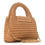 Braided Raffia Nano Kelly Flap Bag Dark Beige