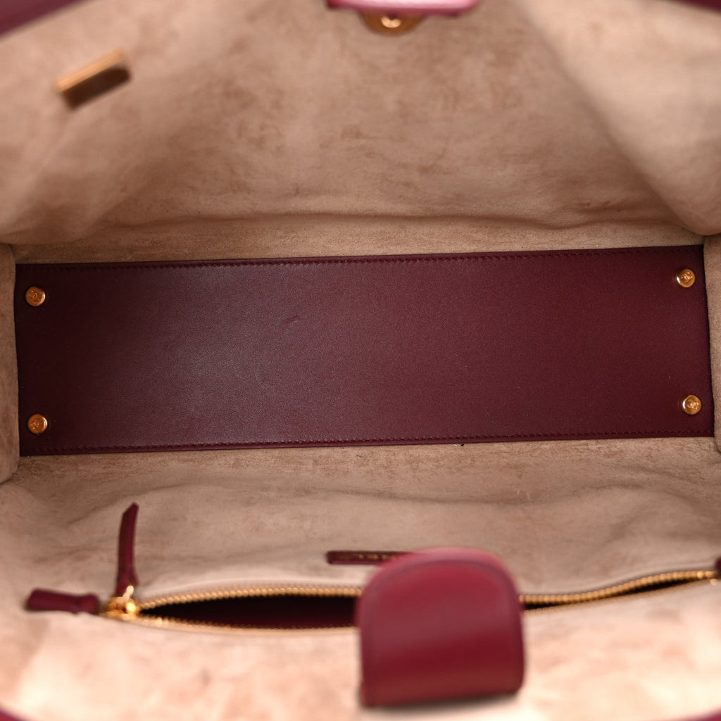 Calfskin Archetype Small Shopping Tote Dark Burgundy