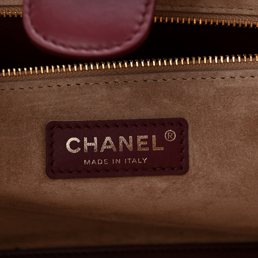 Calfskin Archetype Small Shopping Tote Dark Burgundy