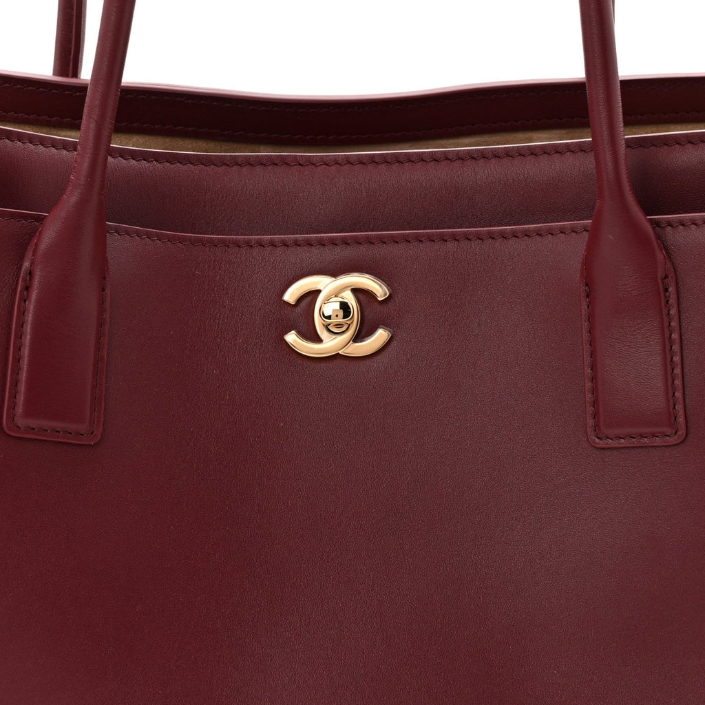 Calfskin Archetype Small Shopping Tote Dark Burgundy