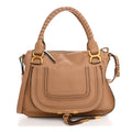 Calfskin Braided Medium Marcie Double Carry Light Tan