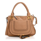Calfskin Braided Medium Marcie Double Carry Light Tan