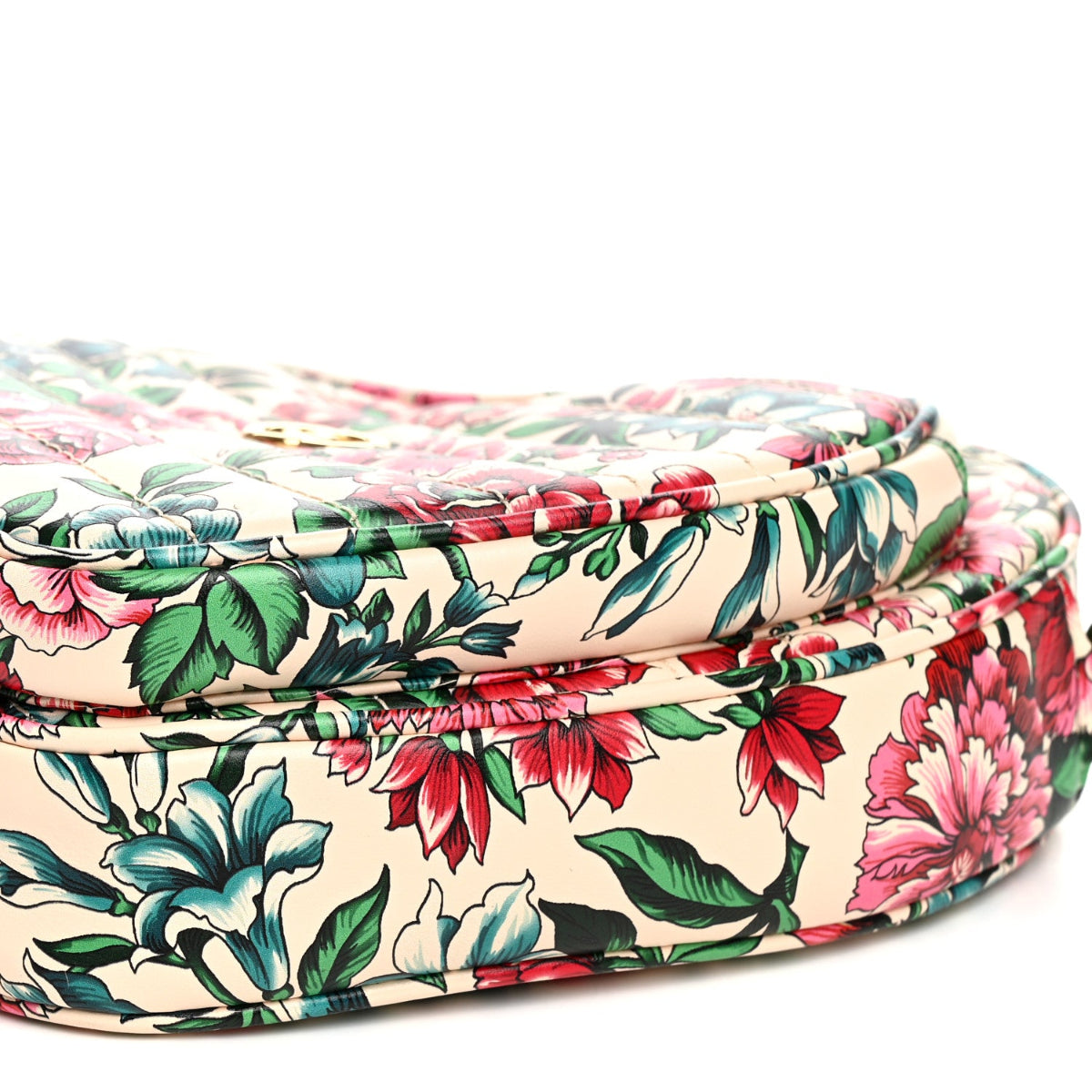 Calfskin Brit Roses Print Matelasse Diagonal Mini Interlocking G Heart Shoulder Bag Multicolor