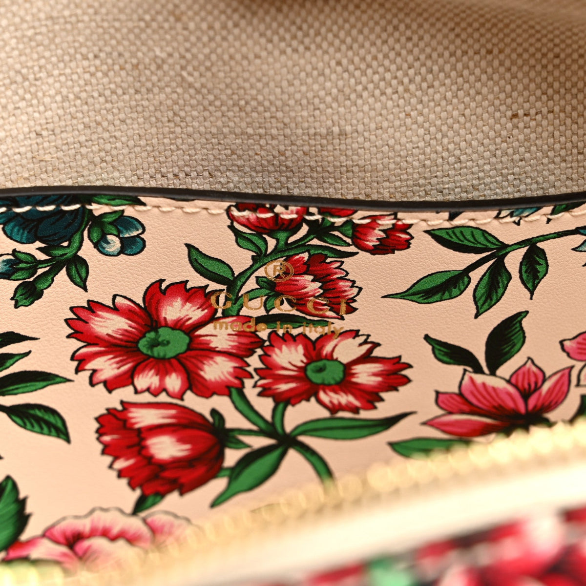 Calfskin Brit Roses Print Matelasse Diagonal Mini Interlocking G Heart Shoulder Bag Multicolor