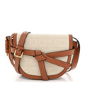 Calfskin Canvas Anagram Mini Gate Dual Bag Ecru Tan