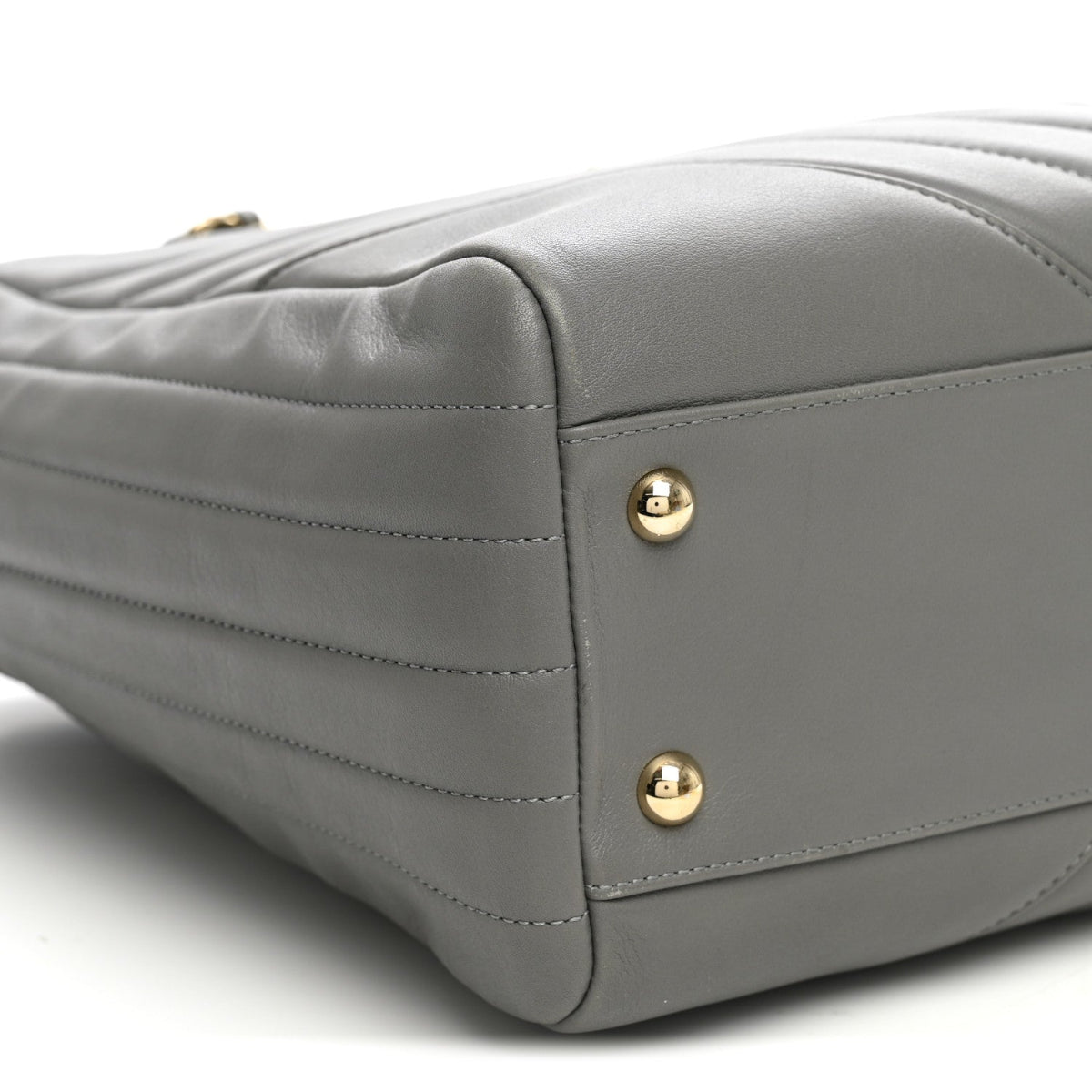 Calfskin Chevron Quilted Statement Shopping Tote Grey