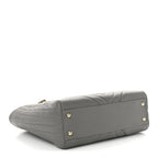 Calfskin Chevron Quilted Statement Shopping Tote Grey