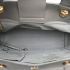 Calfskin Chevron Quilted Statement Shopping Tote Grey